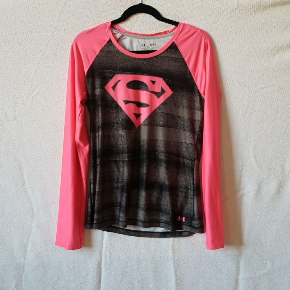 Pink and Gray- UnderArmour-Superman-long sleeve